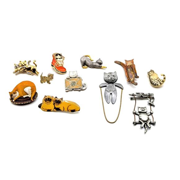 Cat Lover Lot of 11 Cat Pins - Picture 1 of 10